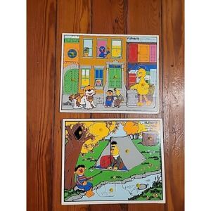 Vintage Childrens Playskool Wooden Puzzle Sesame Street Muppets Bert and Ernie